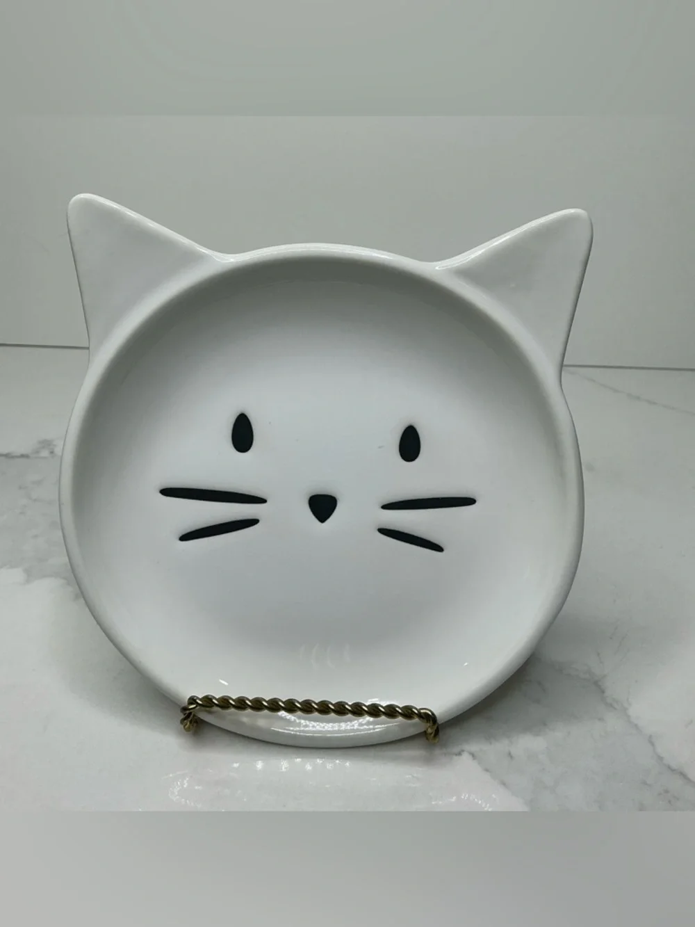 Signature Ceramic Bowl Cat Face Shaped Trinket Dish white New
